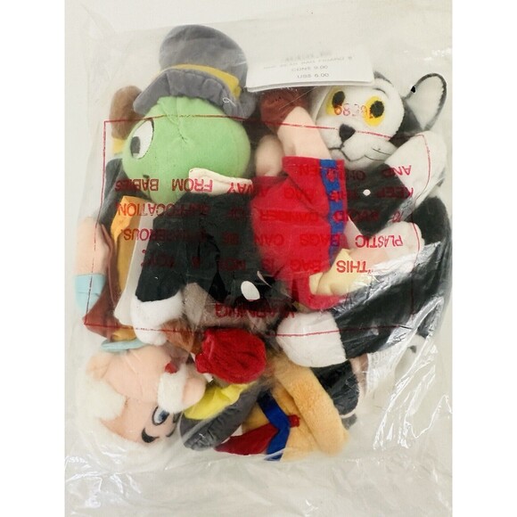 Disney Store Pinocchio Jiminy Cricket Set Of 4 Mini Bean Bag Plush 8” Sealed NWT - Picture 9 of 12